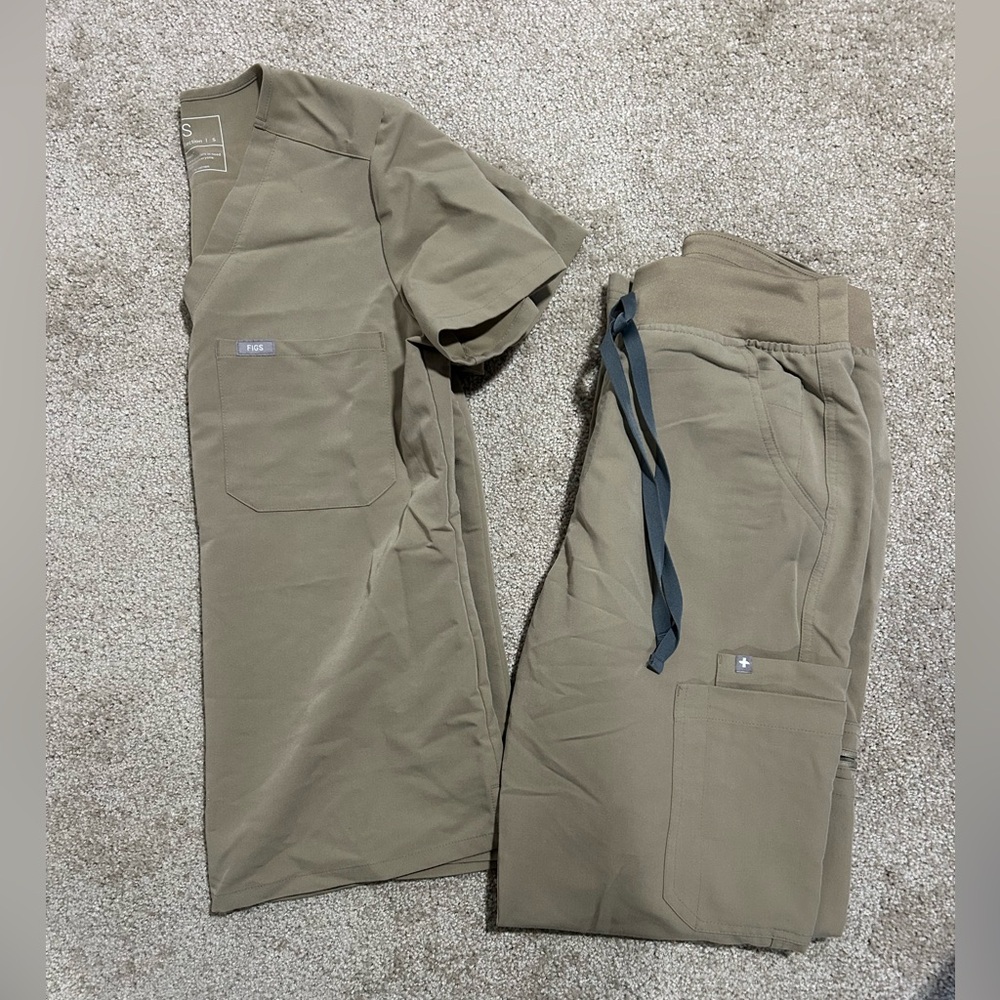 FIGS Yola pants and Catarina top Latte